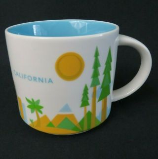 Starbucks California You Are Here Series Coffee Mug Cup Blue Green Gold