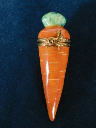 Limoges France Pierre Arquie Porcelain Carrot Trinket Box Hand Painted