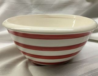 Vintage Mixing Bowl Red And White Candy Stripe Baking Or Decor