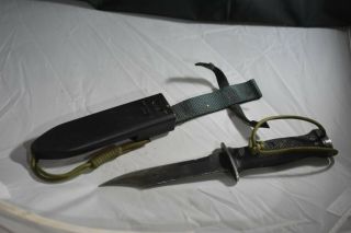 Vintage Of Usn Seal Divers Knife In Sheath Mk3 Mod 