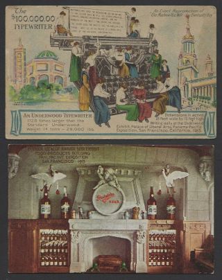Two Famous Advertisers Souvenirs,  Remington Typewriter,  Rainier Beer,  1915 Ppie
