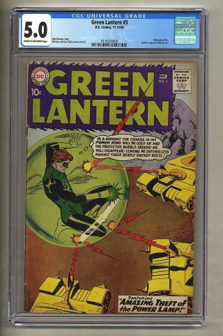 Green Lantern 3 (cgc 5.  0) C - O/w Pages; Readers Poll; Dc Comics; 1960 (c 26266)