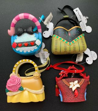Disney Usa Parks Handbag Ornament Alice In Wonderland,  Anna,  Mulan,  Belle Nwt