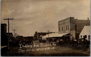 1910 Belpre Kansas Rppc Real Photo Postcard Dudley Avenue Downtown Street Scene