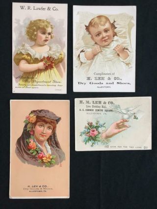 4 Victorian Store Trade Cards Allentown Pa Dept Store Lehs W R Lawfer Child Hat