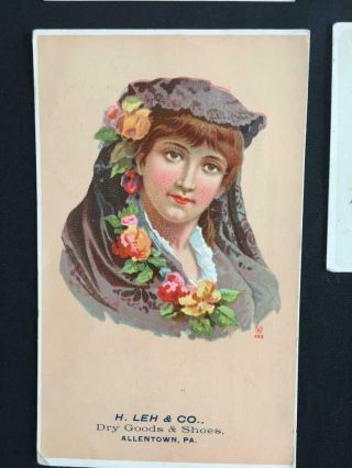 4 Victorian store trade cards Allentown PA Dept store Lehs W R Lawfer child hat 2