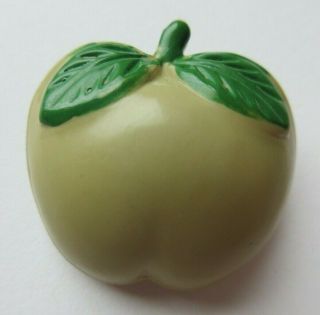 Delightful Antique Vtg Celluloid Bubble Button Realistic Apple Fruit (m)