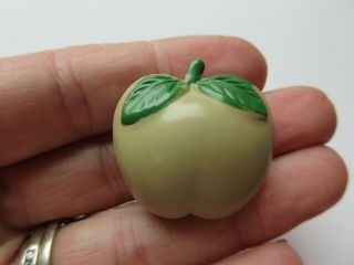 Delightful Antique Vtg Celluloid Bubble BUTTON Realistic Apple Fruit (M) 2