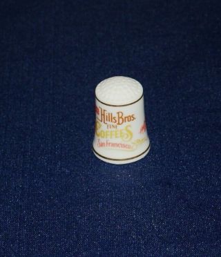 Hills Brothers Coffee Advertising Promo Thimble Porcelain 1980 Great Gift