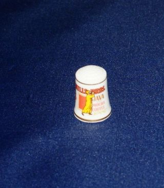 HILLS BROTHERS COFFEE ADVERTISING PROMO THIMBLE PORCELAIN 1980 GREAT GIFT 2