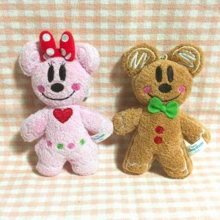 Tokyo Disney Gingerbread Mickey & Minnie Christmas Plush Doll Pin Badge Ginger