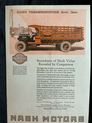 E Nash Transportation Truck 1921 Ad 11 1/2 X 8