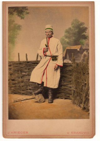 1880s Krakow Poland Polish Pipe Smoker Cabinet Photo Red/white Clothing Krieger