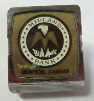 Vintage Metal Magnetic Paper Clip Binder Advertising Midland Bank Newton,  Kansas