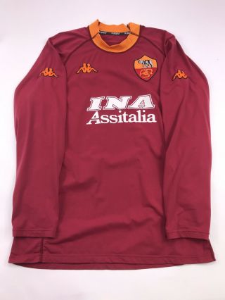 Vtg Batistuta 19 Kappa As Roma Italy Soccer Jersey Red Orange Asr Large