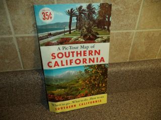 Vintage 1956 Southern California Pic - Tour Map Mirro - Krome By Crocker Colorful