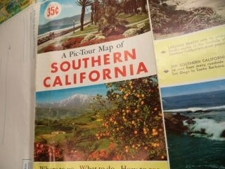 VINTAGE 1956 SOUTHERN CALIFORNIA PIC - TOUR MAP Mirro - Krome By Crocker COLORFUL 2