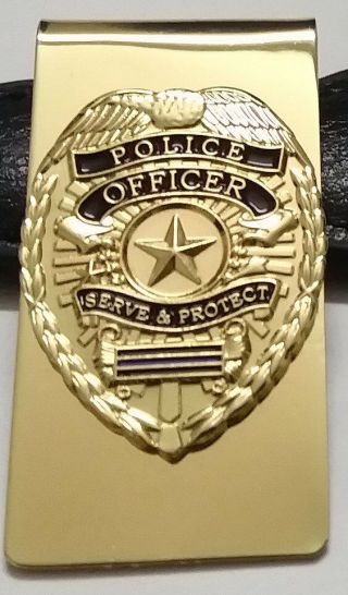 Police Officer Mini Badge Metal Money Clip Card Holder Thin Blue Line Blue Lives