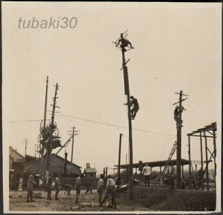 2 China Wuhan Hankou 武漢漢口 1930s Photo Telephone Pole Work By Japanese Army