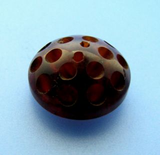 Unique Antique Vintage Art Deco Faux Tortoise Shell Bakelite Round Carved Button