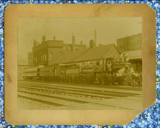 D L & W Railroad Depot And Ziyara Shriners Train Late 1800s Cabinet Photo Ny