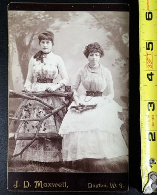 Dayton,  Washington Territory Cabinet Photo 2 Sisters Id 