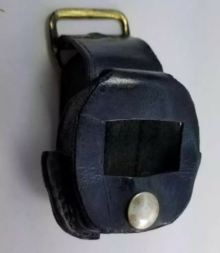 Vintage Black Leather Wrist Holding Case Police,  Security Guard,  Compass? Z69
