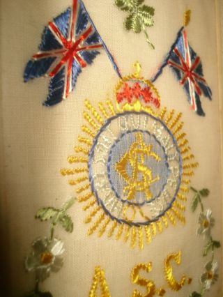 TWO (2) ASC WW1 EMBROIDERED SILK POSTCARD BRITISH ARMY SERVICE CORPS 2