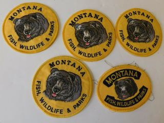 Montana Fish Wildlife Parks Embroidered Grizzly – 4 Shoulder Patches Plus 1 Cap