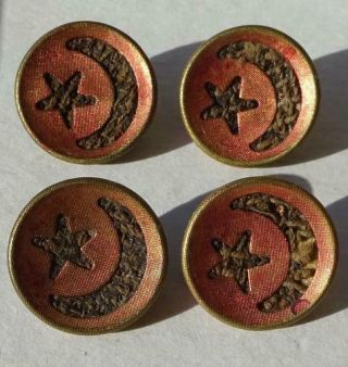 Set Of 4 Vintage Metal Perfume Buttons,  Moon And Star