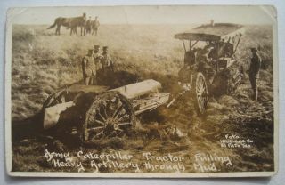 Army Caterpillar Tractor El Paso Tx Old Rppc Postcard; Nov.  14,  1918 Deming Nm