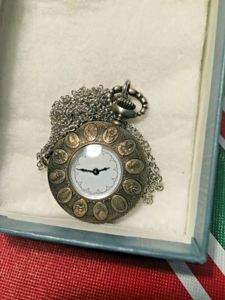 Franklin The Flowers Of The Hours Silver Plated Engraved Pocket Watch 1978