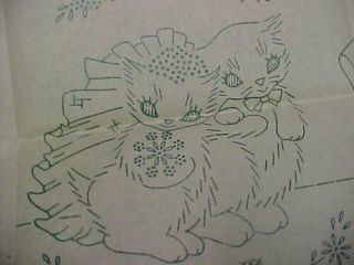 Vintage Embroidery Transfer Pattern Mail Order Kitty Cats In Love