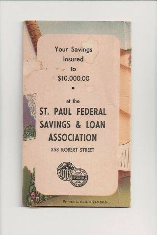 Vintage 1940 Needle Book St.  Paul Federal Savings & Loan Association 353 Robert