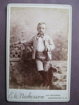 Vintage Cabinet Card Photo Victorian Young Man By E.  C.  Nickerson Portsmouth,  N.  H