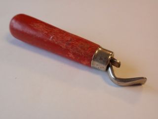 Vintage Red Painted Wood Handled Soda Beer Bottle Cap Opener Retro Barware Tool