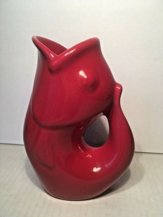 Gurglepot Gurgle Pot Red Fish 6.  5 " Tall Carafe Pitcher Vase 2006 Ceramic