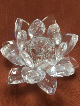 Swarovski Crystal Footed Lotus Water Lily Footed Candle Holder