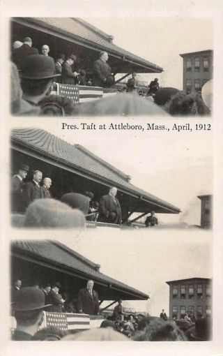 Attleboro,  Ma,  President W.  H.  Taft Speaks To Crowd At 1912 Visit,  Real Photo Pc