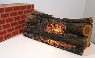 Vintage Electric Fireplace Wood Logs Animated Light Motion 1960s W/ Orig Box