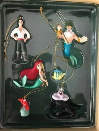 Retired Disney Little Mermaid Storybook Christmas Ornaments Set 6 Ariel Ursula