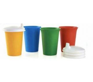 Tupperware Bell Tumblers With Domed Lids - - Set Of 4