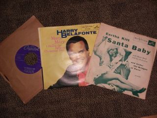Eartha Kitt Santa Baby 45 Rpm 7 " Harry Belafonte Nat King Cole Two Front Teeth.