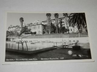 Beverly Hills Ca - Old Real - Photo Postcard - Beverly Hills Hotel And Pool