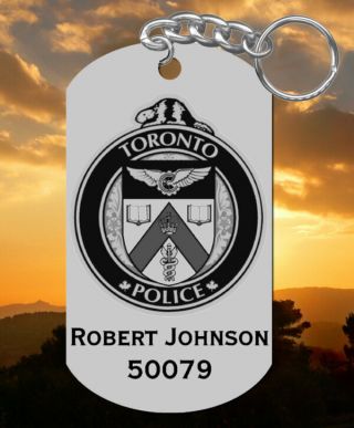 Toronto Police Service Steel Keychain,  Personalized,  Laser Engraved,  Canada