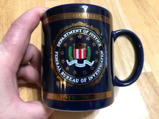 Fbi Department Of Justice Coffee Mug Cup Gold Trim Cobalt