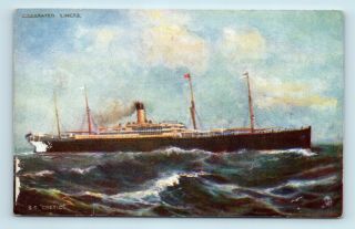 Ss Cretic - White Star Line Ocean Liner Steamship - Tucks Oilette Postcard