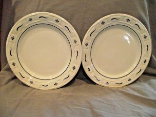 Set Of 2 Longaberger Woven Traditions Classic Blue 10 " Dinner Plates - Usa