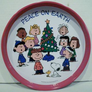 Peanuts Gang Peace On Earth Round Christmas Metal Tray