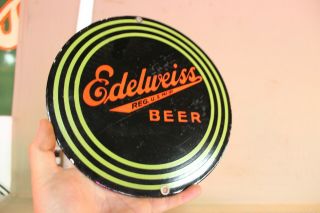 EDELWEISS BEER PORCELAIN METAL DEALER SIGN BREWING MAN CAVE BAR DRINKING GAS OIL 2